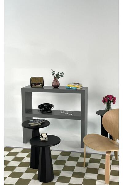 kuppdesign Lilyum Mantar Sehpa Siyah Ikili Set (47-57 Cm)