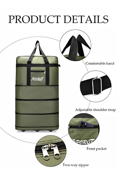 Generic Expandable Suitcase Bag Foldable Rolling Luggage Bag, 3 Lays Waterproof Oxford Duffle Bag Sui