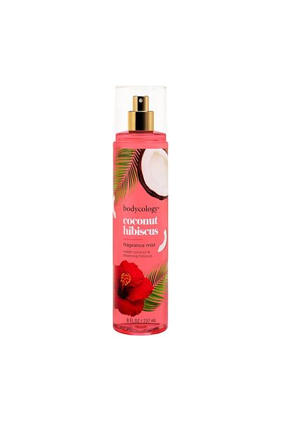 Bodycology رذاذ عطر جوز الهند والكركديه 237 مل - رذاذ للجسم برائحة الزهور المنعشة
