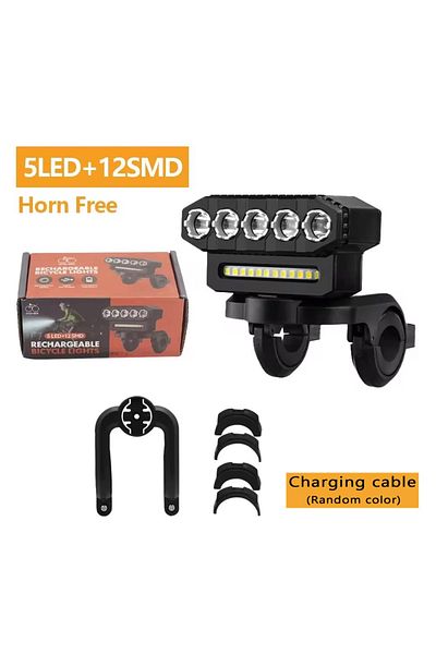 Choice 5 LED - 12 SMD 5/8 LED Bicycle Front Light USB Rechargeable 130dB Cycling Bike Horn Easy to Install