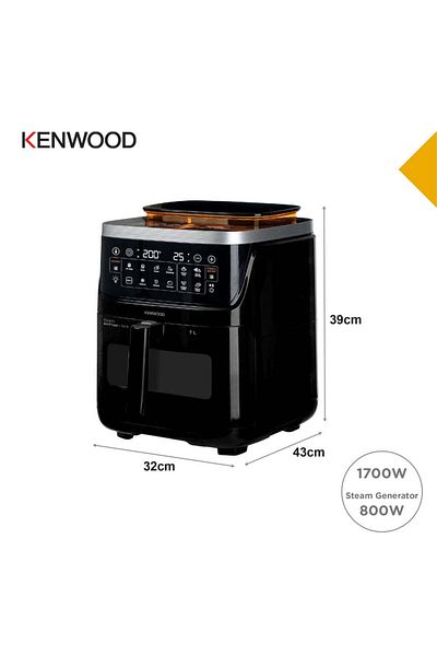 Kenwood 3-in-1 Air Fryer (STEAMER, AIR FRYER STEAM) 7.5 Liters, 1650w (HFS92.000BK) - Black