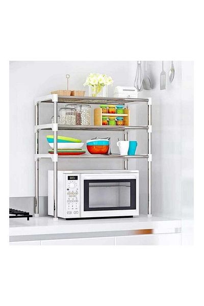 divendi-ro Multifunctional storage shelf for the kitchen, with 3 poles, silver