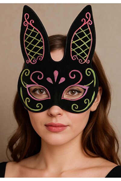 Generic Brand Black Color Pink Gold Glittery Black Suede Coated T-Shirt Mask ...