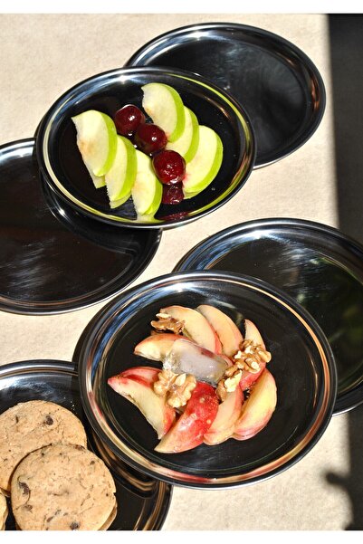 Qualitev Set of 6 Stainless Steel Presentation Dessert Plate Treat Plate 17 cm