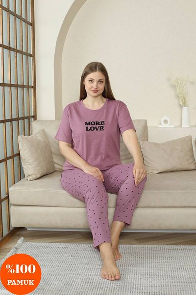 shopshop Women's 100% Cotton Oversize Large Size Short Sleeve Summer Pajama Set