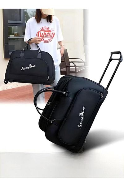 Generic Expandable Underseat Large Capacity Handbag With Adjustable Pull Rod Portable Luggage Trolley