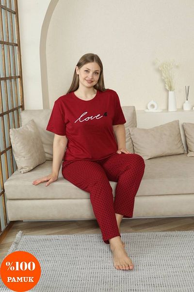 shopshop Women's 100% Cotton Oversize Large Size Short Sleeve Summer Pajama Set