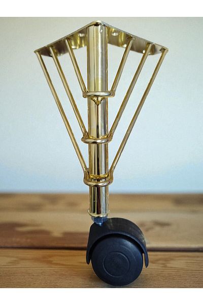 elbse Metal Body Wheeled Table Leg, Coffee Table Leg, Magic Coffee Table Leg 4 Pieces 360 Degree 20 cm Gold