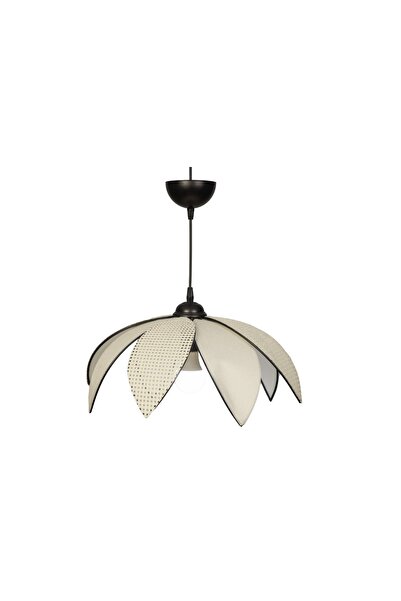 avizade Neva Yaprak Tasarımlı Siyah Çerçeveli Petek Kumaş Sarkıt Avize - Modern & Şık Aydınlatma