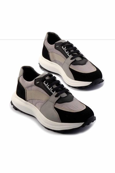 Bambi Black Suede Genuine Leather Men's Sneaker E 01901289102