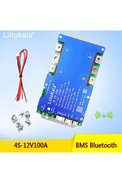 liitokala لوحة حماية بطارية الفوسفات Bms 4s-12v200a بتقنية البلوتوث Uart Series Thermal Passiv...