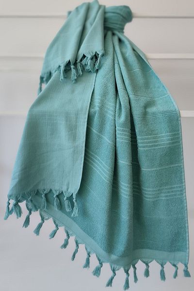 Sevim 100% Cotton Towel Peshtemal 90X170Cm - Soft and Highly Water Absorbent-Green