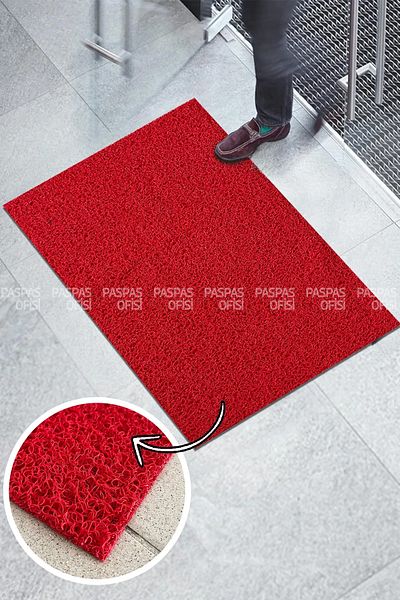 Paspas Yap ممسحة حمراء ماصة للماء - ممسحة مضادة للانزلاق مجعدة، متجر، شقة، حديقة