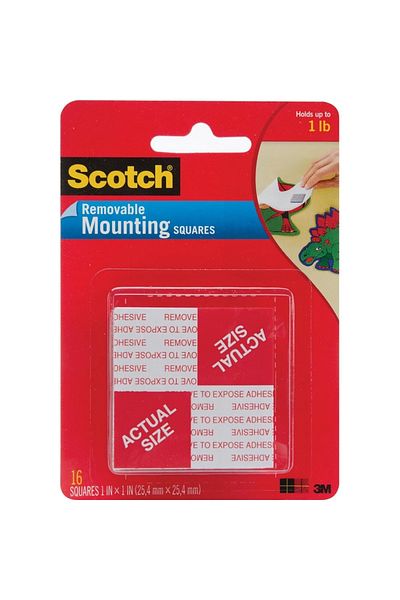 3M Scotch Removable Mounting Squares - 16 Pcs, 1x1 Inch, Damage-free Hanging