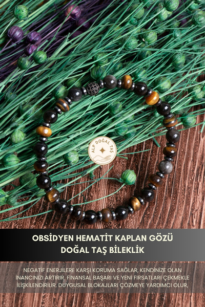 Alp Doğal Taş Orijinal Sertifikalı Obsidyen Hematit Kaplan Gözü Doğal Taş Bil...