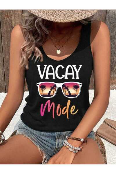 FAVORİST Off-The-Shoulder Mi̇x Women's Cotton Sleeveless Summer T-Shirt Singlet