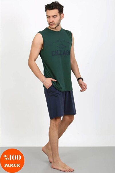 shopshop Muška kaki boja Štampano 100% pamuk majica bez rukava, kratke hlače,...