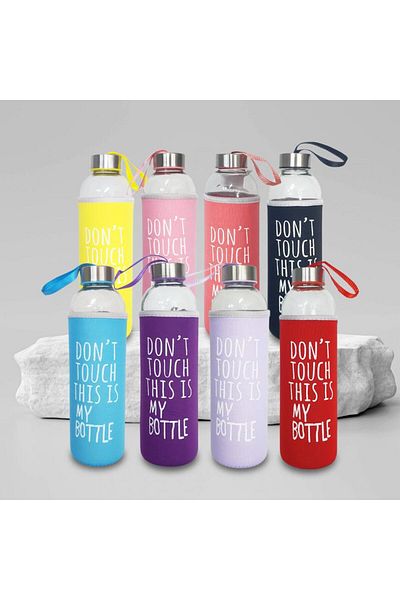 Hediye Kesesi Glass Water Bottle with Colorful Case 750 ml