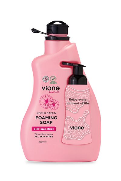 vione Pink Grapefruit Foam Soap 2 L (Foam Maker Soap Dispenser with Gift)