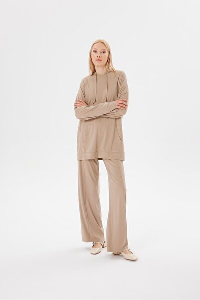 TERZİ DÜKKANI Σετ Φούτερ Modal από Χτενισμένο Βαμβάκι σε Πέτρινο Χρώμα