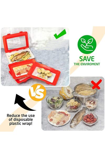 Generic 4pcs Lidded Food Storage Trays, Reusable Food Preservation Trays, Stackable, High-Quality Cold Cut D