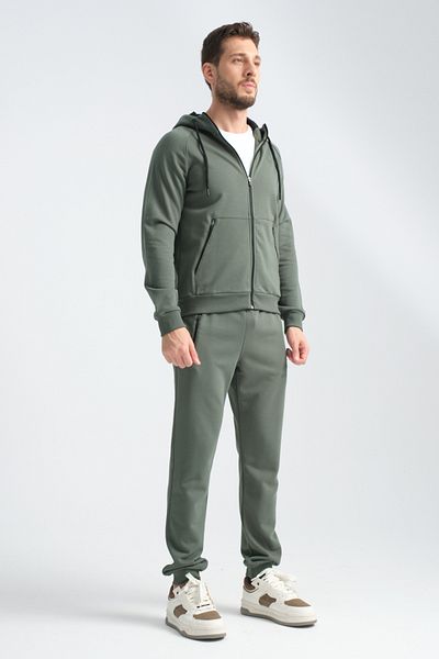 Shooter Ανδρική αθλητική φόρμα Khaki - Εποχιακή, Μίνιμαλ λογότυπο, Φούτσα με φερμουάρ