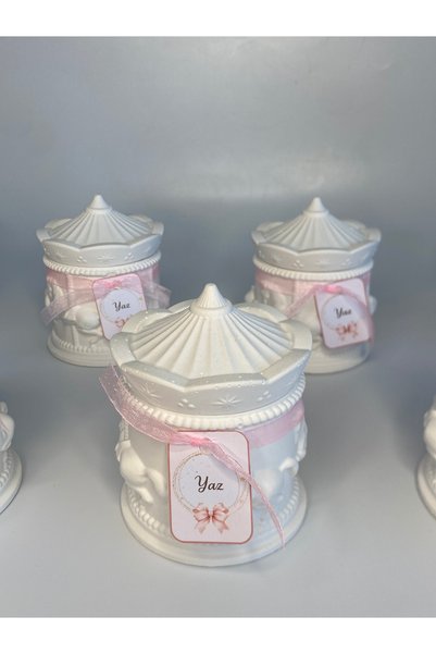 Görke Tasarım 10 Item(s) Carousel Concrete Candle Holder Baby Birth Favor, Baby Mevlid Favor, Birthday
