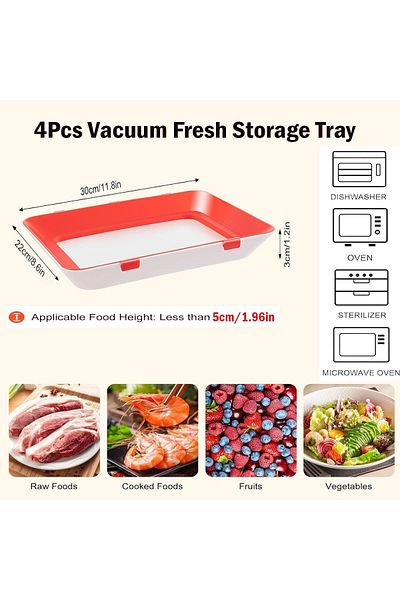 Generic 4pcs Lidded Food Storage Trays, Reusable Food Preservation Trays, Stackable, High-Quality Cold Cut D