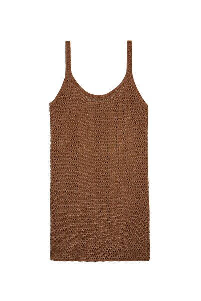 Beauty Omelette Bronze Ajurlu Mini Triko Elbise