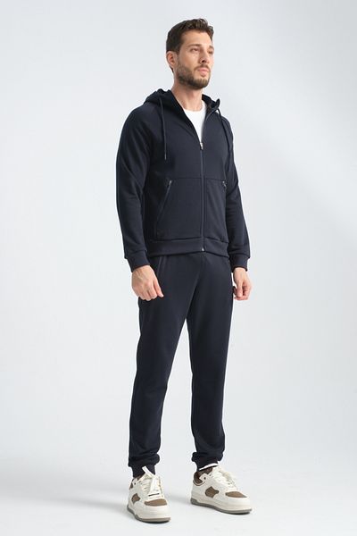 Shooter Ανδρικό σετ αθλητικής φόρμας Navy Blue - Εποχιακό, Μίνιμαλ λογότυπο, Λεπτομερής κουκούλα με φερμουάρ