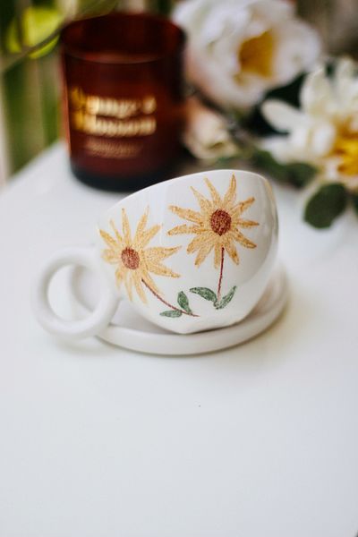 woness studio sunflower mug handmade ceramic coffee cup