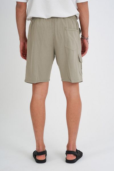 Dechers Καλοκαιρινό λινό Cargo Pocket Elastic Loose Fit Earth Color σορτς 201