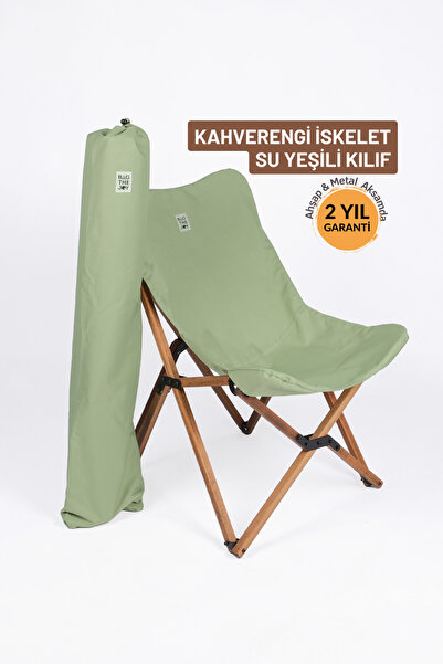 Bag The Joy Ahşap Katlanır Kamp & Bahçe Sandalyesi – Kahverengi İskelet - Su ...