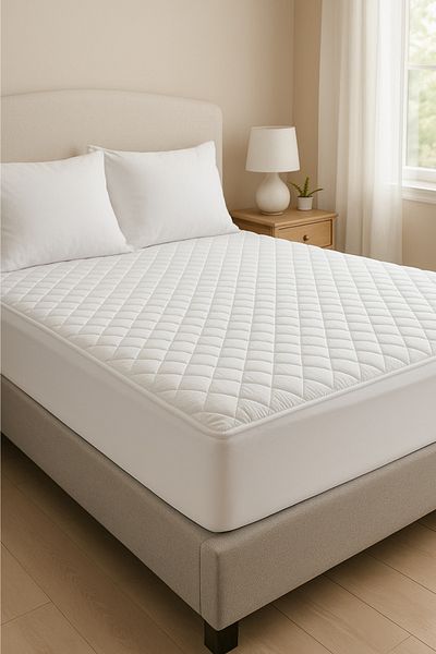 Nart Home Mattress Pads Cotton Quilted Fitted Full Edge Liquid Proof Mattress Protector White