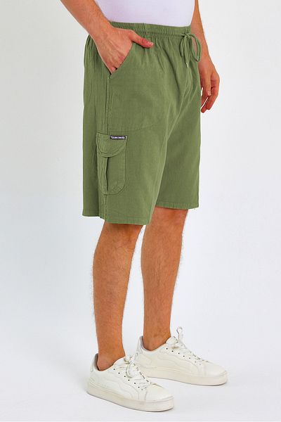 Dechers Καλοκαιρινό λινό Cargo Pocket Elastic, Loose Fit Σκούρο Γκρι Σορτς E201