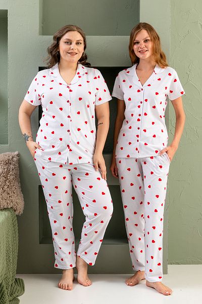 nisaNCa Comfortable and Stylish 100% Cotton Pajama Set - Buttoned Set - Wide Size Range
