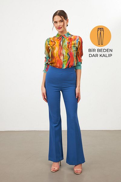 Setre Indigo Slim Fit Wide Leg Trousers