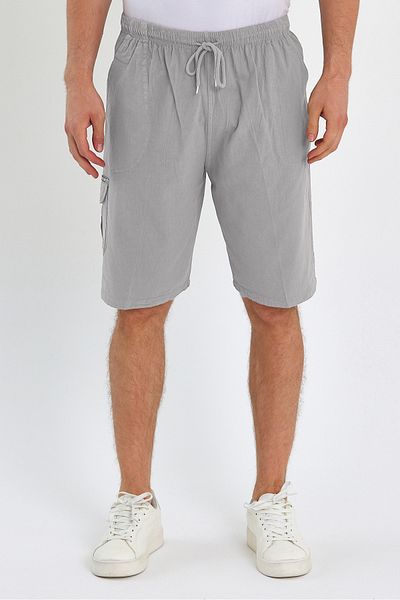 Dechers Καλοκαιρινό λινό Cargo Pocket Elastic, Loose Fit Σκούρο Γκρι Σορτς E201