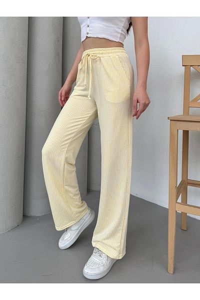 vesantia Women's Yellow Waterway Striped Summer Trousers