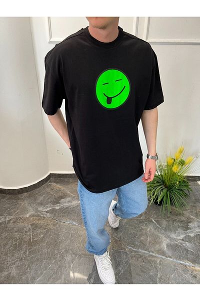 NOMARC Emoji εμπριμέ μαύρο μπλουζάκι