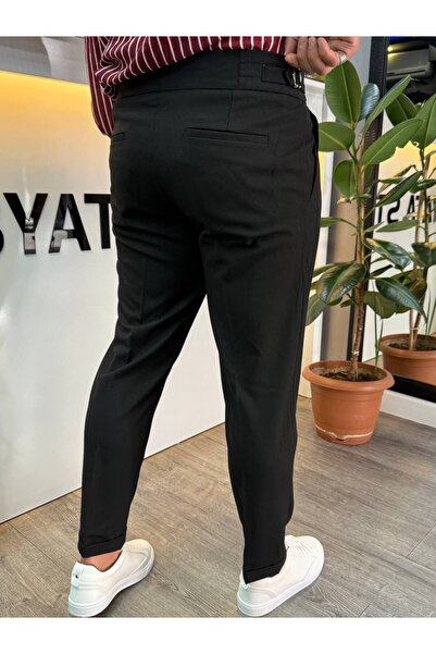 BYATA MENS STYLE Italian Cut Fabric Trousers with Elastic Waist