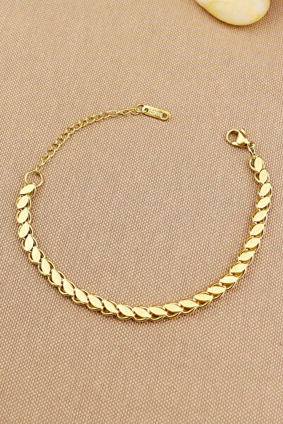 Keyifli Hayaller Arpa Çelik Bileklik - 316 L Paslanmaz Çelik Gold Bileklik 17 5cm