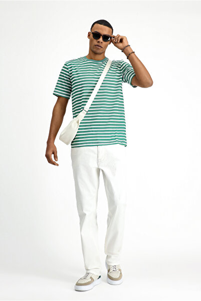 Kiğılı Βαμβακερό ριγέ μπλουζάκι με κανονική εφαρμογή με λαιμόκοψη