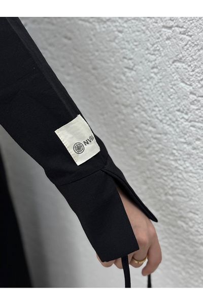 MİHRA STORE Sultan Arms Drawstring Single Lever Sticker Accessory Suit with Skirts-Ek-H-110-2 Black