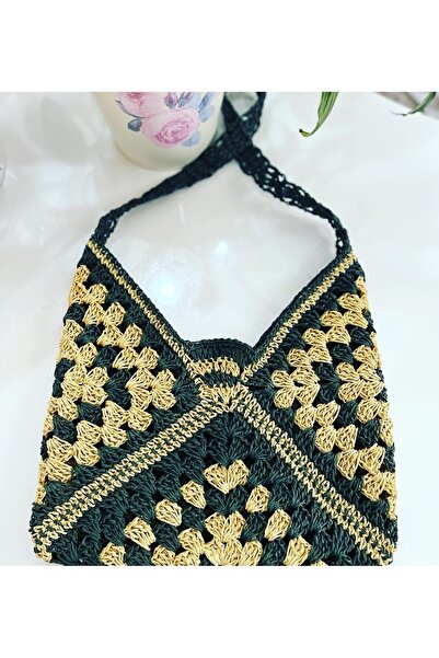 PİNKBAG Handmade 2 Renkli Motifli Omuz Çantası