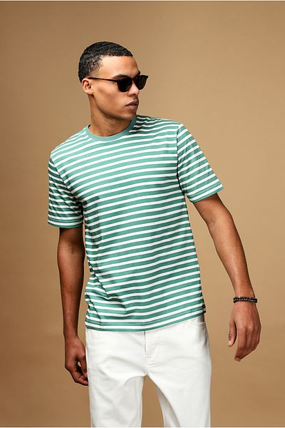 Kiğılı Crew Neck Regular Fit Cotton Striped T-Shirt