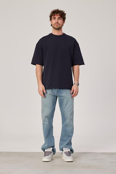 NOMARC Μπλουζάκι Navy Blue Oversize Simple - Σχέδιο με μπράτσο