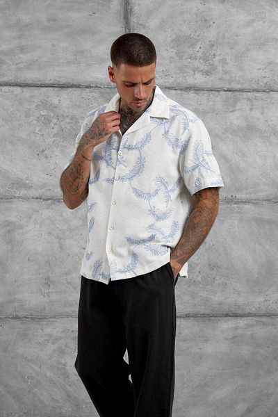 NOMARC Πουκάμισο Oversize με μπλε σχέδιο