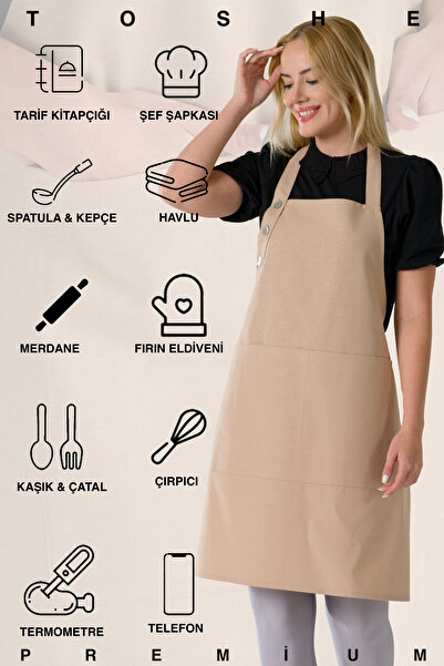 TOSHE Kitchen Apron Waterproof Chef Apron with 2 Wide Pockets Barista Apron Apron