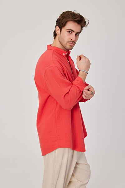 NOMARC Pomegranate Flower Muslin Fabric Shirt